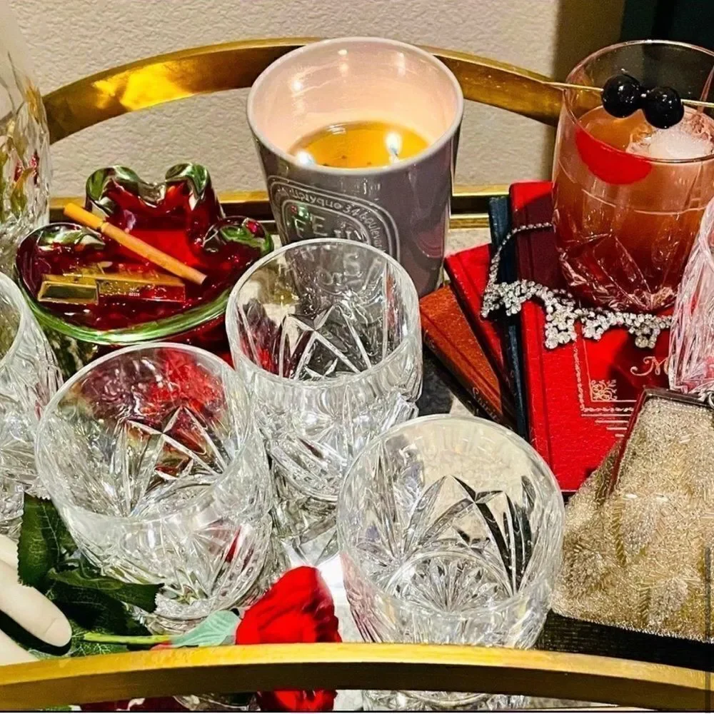 ♥️ RARE cocktail glasses BROOKSIDE Waterford double old fashioned LARGE 16oz!